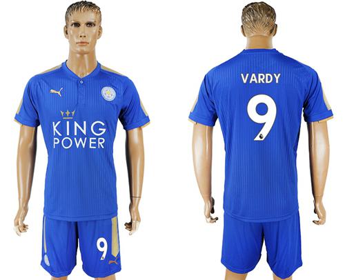 Leicester City #9 Vardy Home Soccer Club Jersey - Click Image to Close